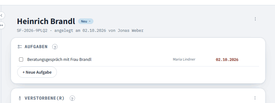 Status im Fall ändern